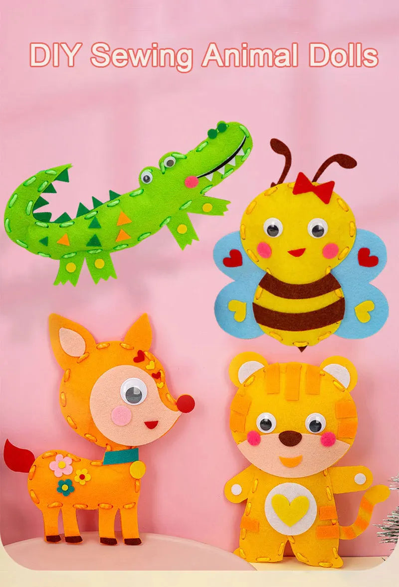 Premium Cartoon Animal Sewing Kit for Kids - DIY Threading Dolls Set, Ages 6+
