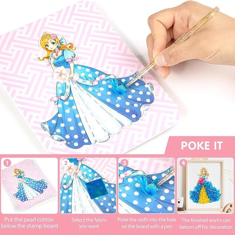 Premium Princess Poke Art Puzzle Board Set - DIY Craft Kit with Pens, Ages 3+