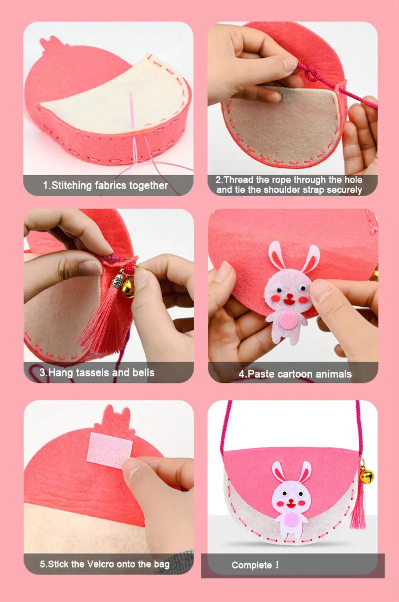 Premium Cartoon Animal Sewing Kit - DIY Threading Dolls Craft Set, Ages 6+