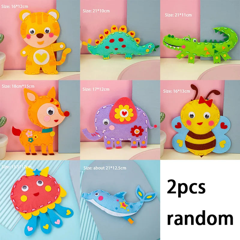 Premium Cartoon Animal Sewing Kit for Kids - DIY Threading Dolls Set, Ages 6+