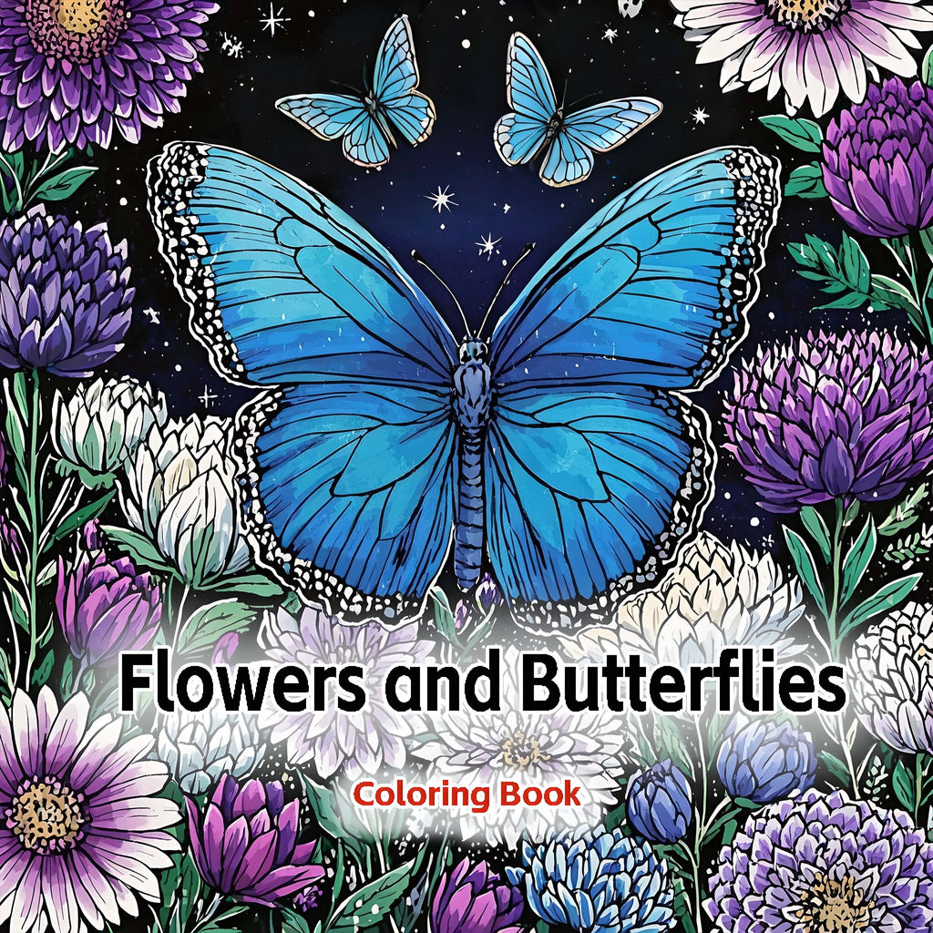 Premium Flowers & Butterflies Coloring Book for Adults - Relaxing Nature Scenes
