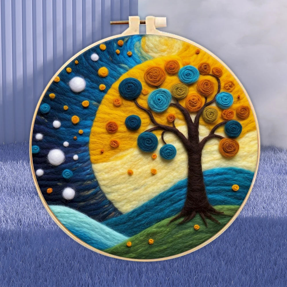 Wool Felting Painting Kit (Scenery, 20x20cm)