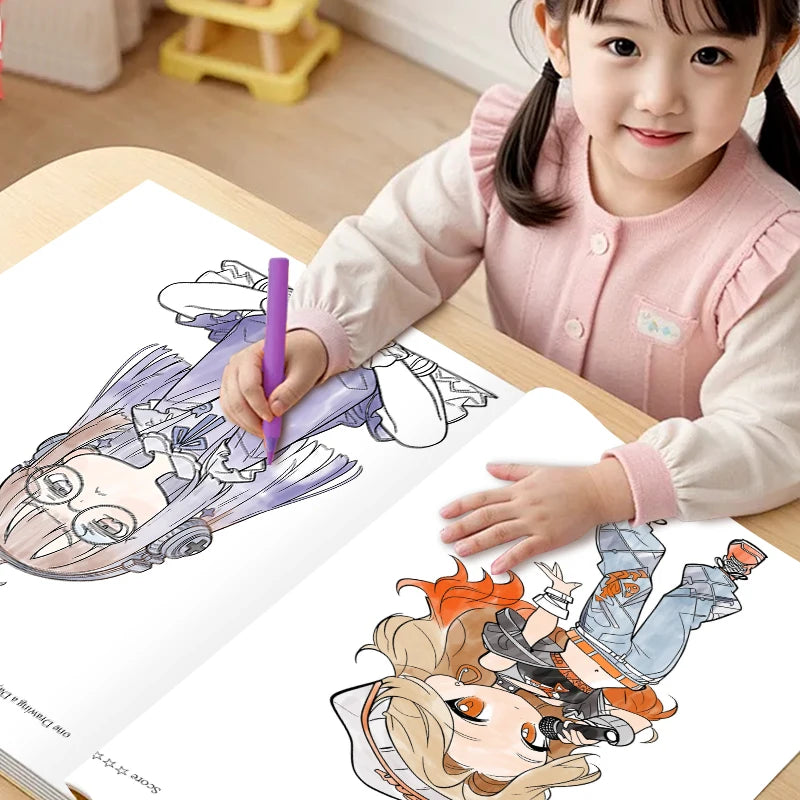 Premium Cute Girl Drawing Practice Book - Poses & Expressions Guide, Ages 12+