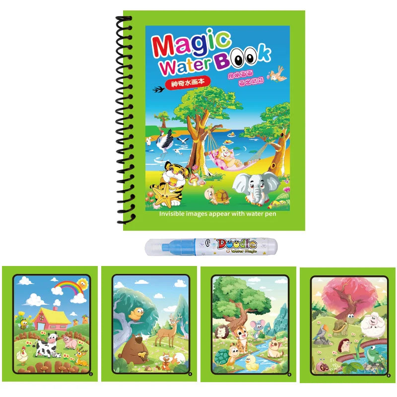 Premium Water Reveal Drawing Book for Kids - Sensory Coloring, Ocean & Dino