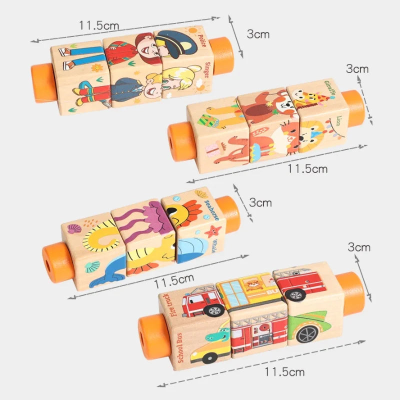 Wooden Logic Stacking Board with Rings & Shapes