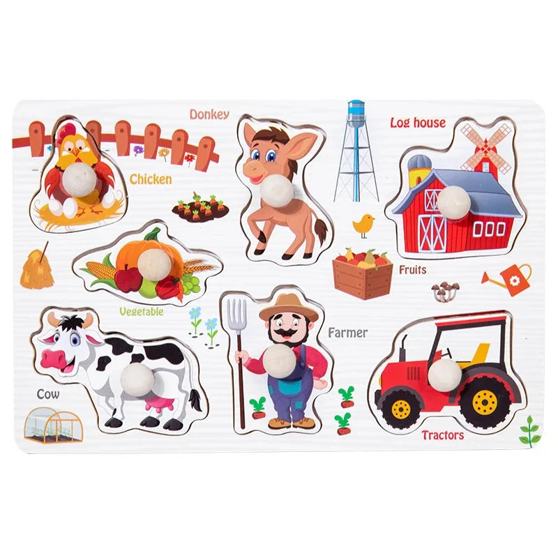 Montessori Wooden Puzzle Board for Toddlers (2–3 Years)