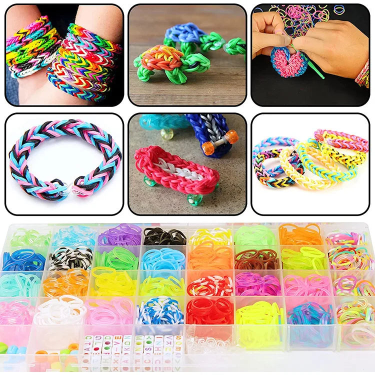 Premium Rainbow Loom Bands Bracelet Kit - DIY Weaving Craft Set, Ages 7+