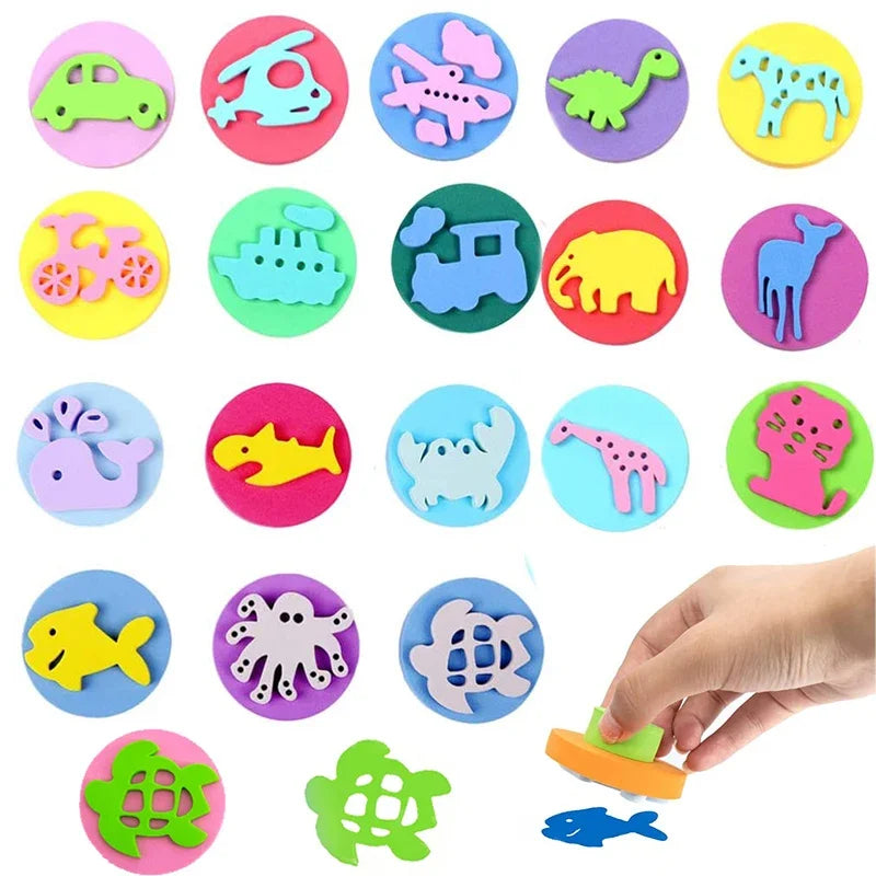 DIY Various Shape Art Painting Sponges EVA Foam Paint Stamper Drawing Kids