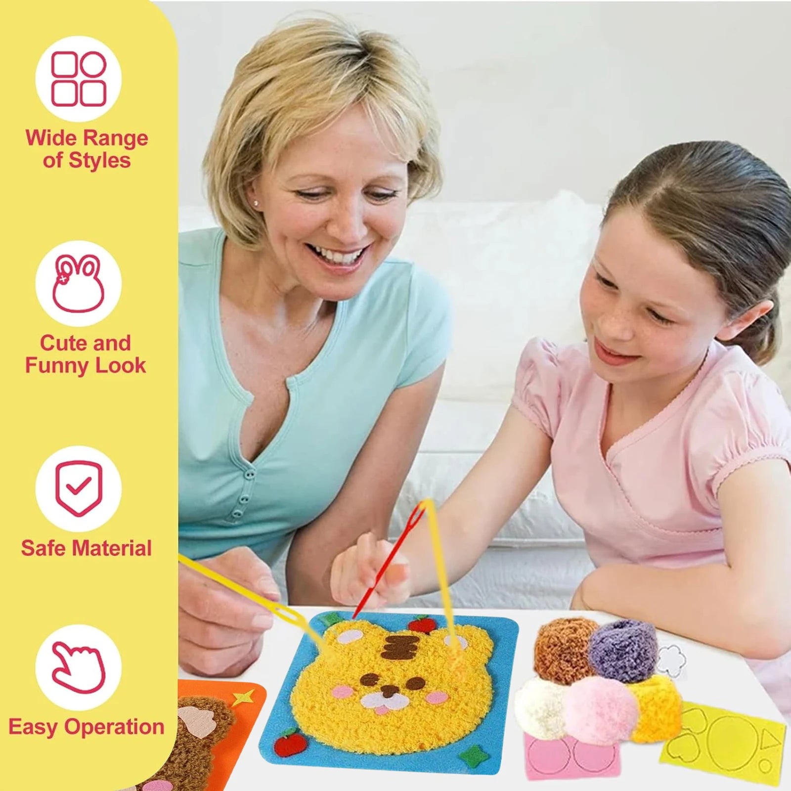 Beginner Kids Sewing Kit with Felt Animal Projects