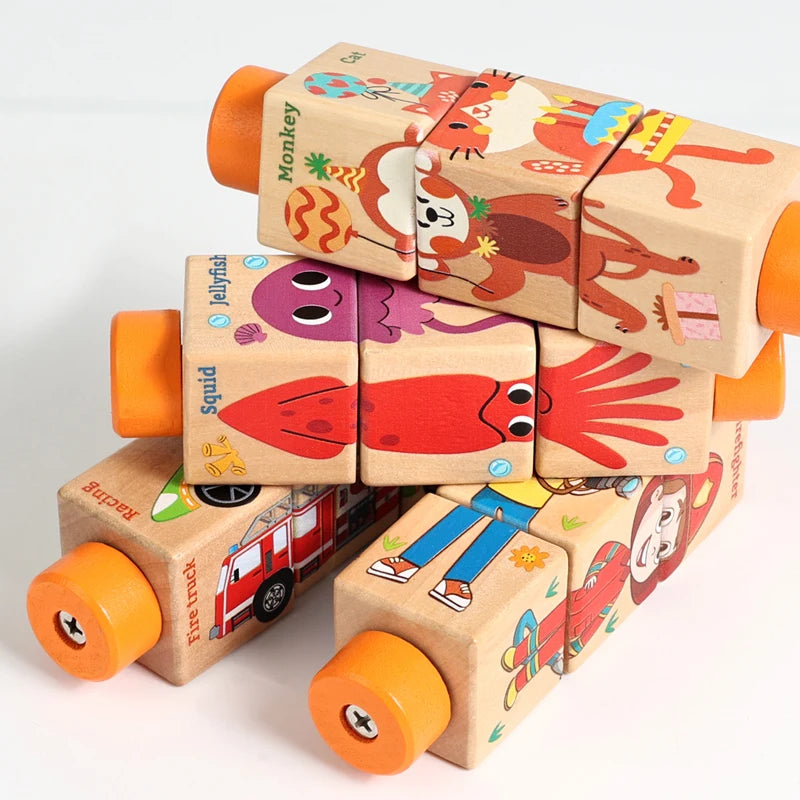 Wooden Logic Stacking Board with Rings & Shapes