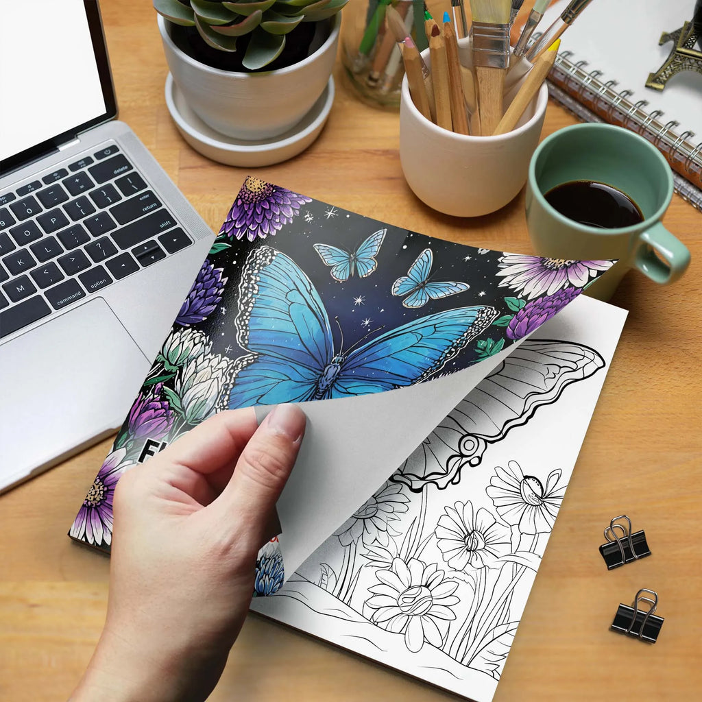 Premium Flowers & Butterflies Coloring Book for Adults - Relaxing Nature Scenes