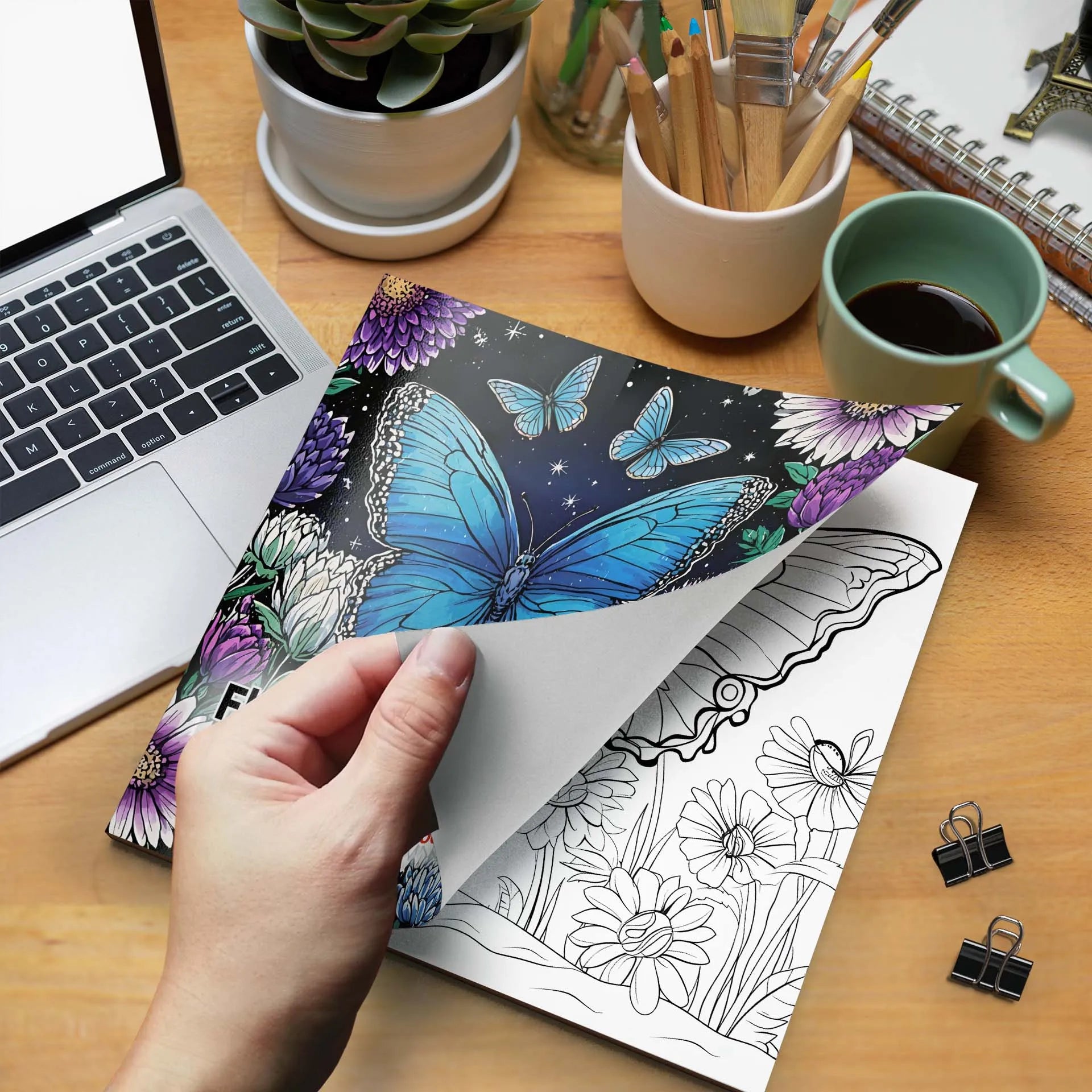 Premium Flowers & Butterflies Coloring Book for Adults - Relaxing Nature Scenes