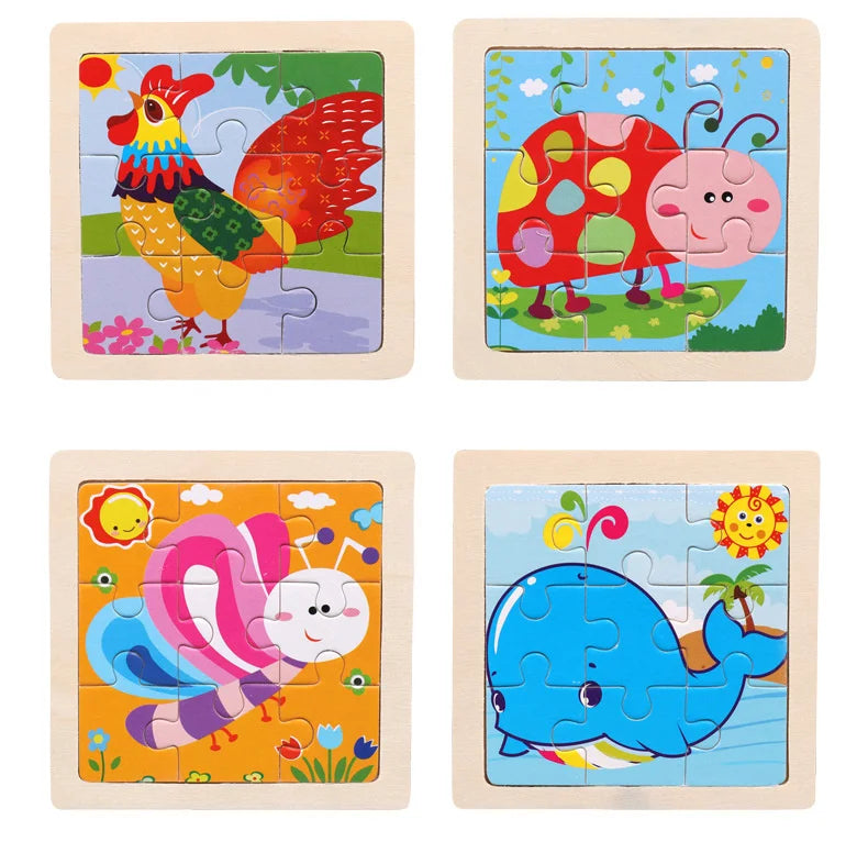 Wooden Dinosaur & Vehicle 3D Puzzle Set for Kids