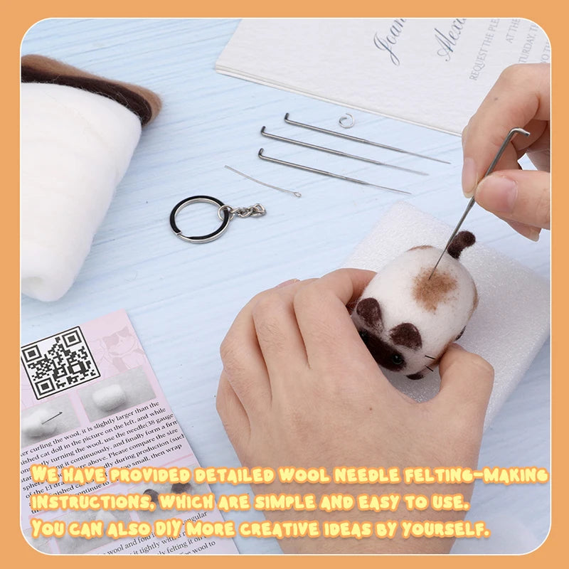 Premium Animals DIY Needle Felting Set with Foam - Ages 3+ (Creative Play)
