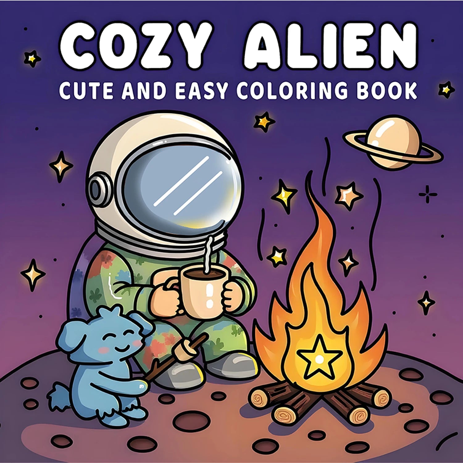 Premium Cozy Alien Coloring Book (24 Pages) for Relaxation