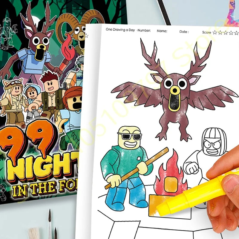 Premium 99 Nights in the Forest Coloring Book - Deer & Woodland Scenes for Adult