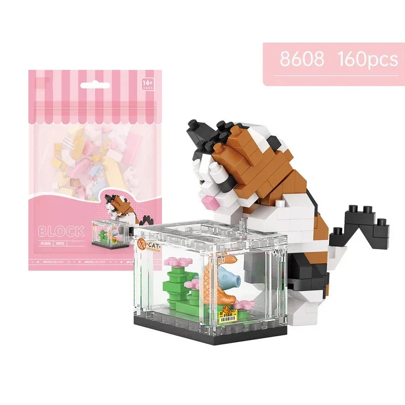 Premium Cute Animal Building Blocks DIY Cartoon Puppy Pet Cat Assembling Bricks