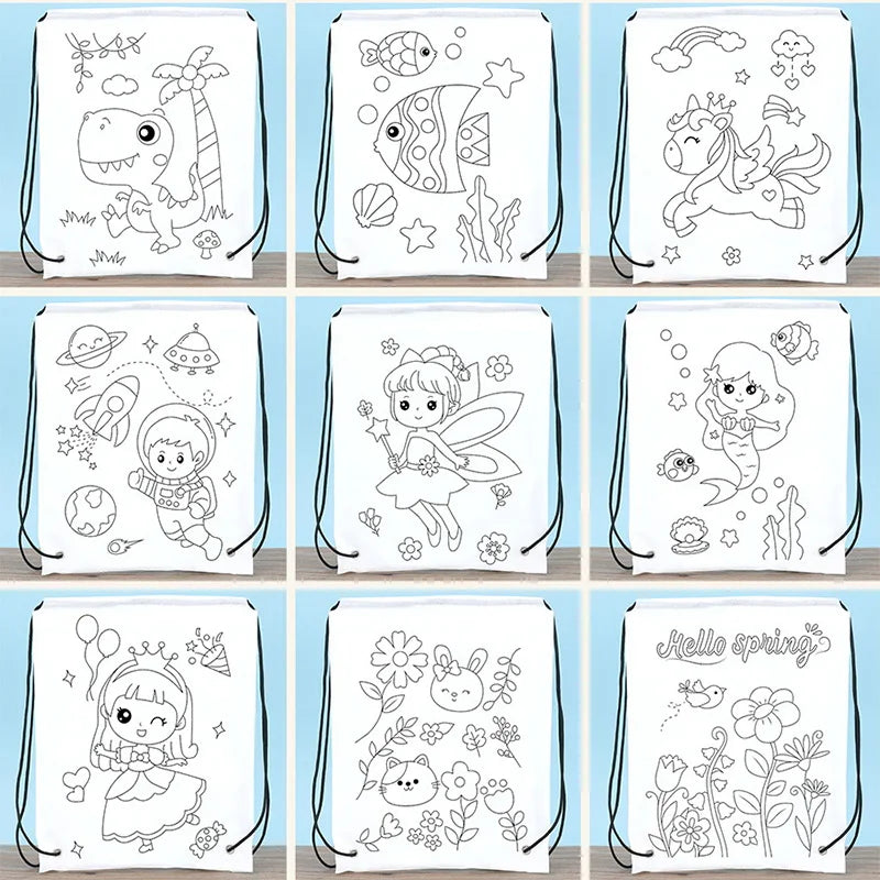 Premium Children Handmade DIY Environmental Protection Graffiti Non-woven Bags
