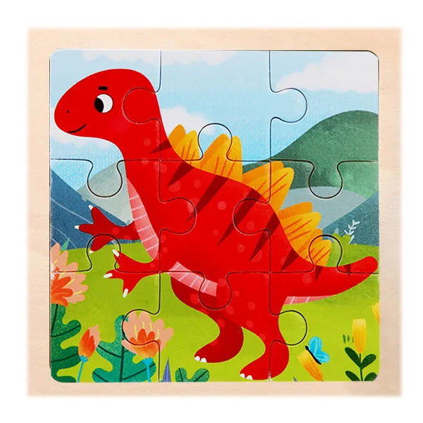 Wooden Dinosaur & Vehicle 3D Puzzle Set for Kids