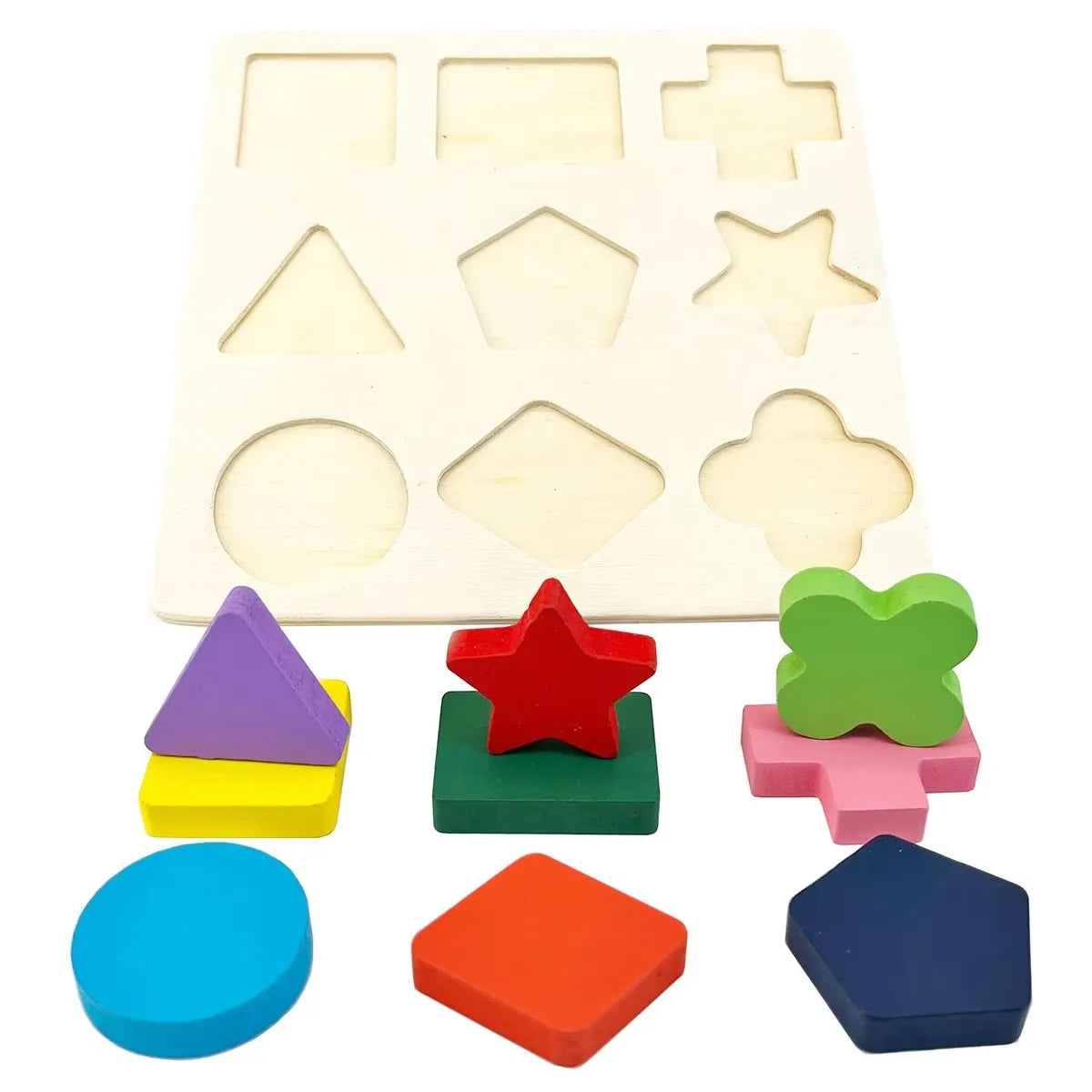 Wooden Montessori Shape Matching Puzzle Board for Kids