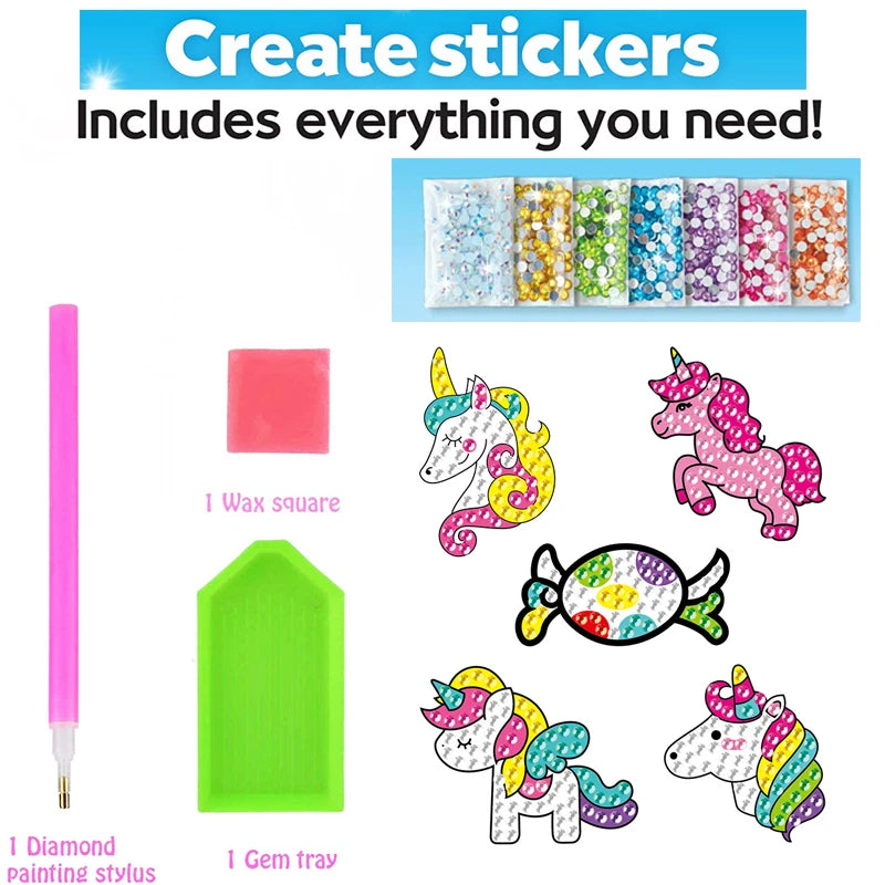 Premium 12 Create Big Gem Diamond Painting Sticker Kit Art Craft Girls Boys Unic