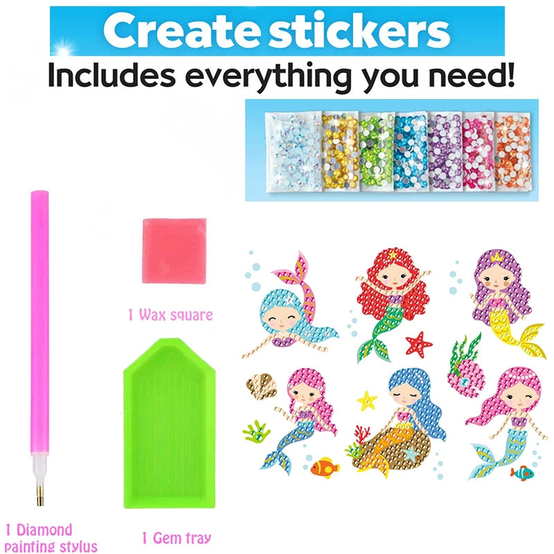 Premium 12 Create Big Gem Diamond Painting Sticker Kit Art Craft Girls Boys Unic