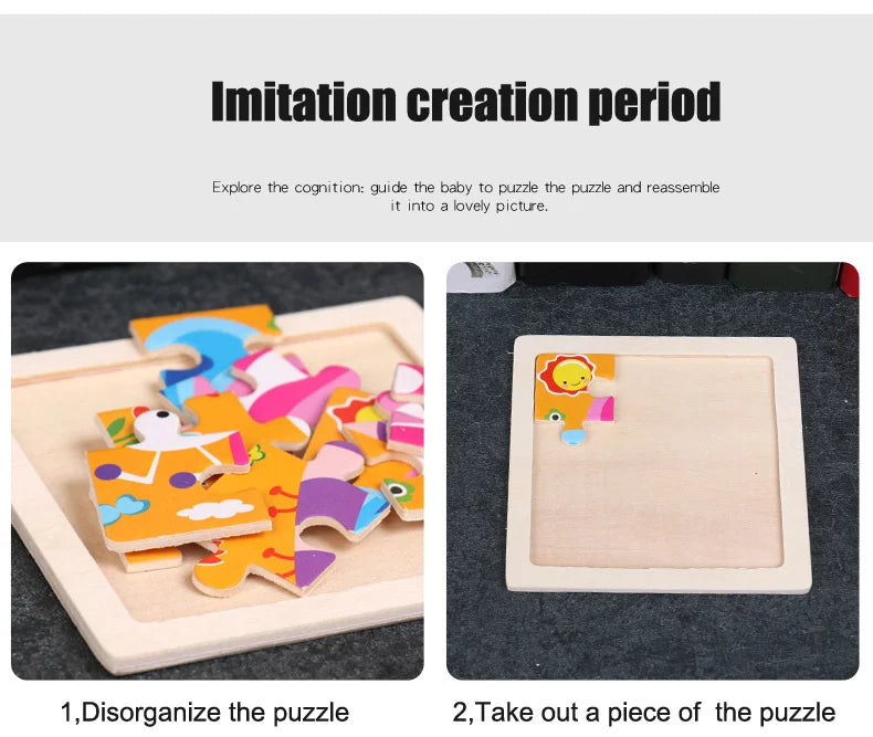 Wooden Dinosaur & Vehicle 3D Puzzle Set for Kids