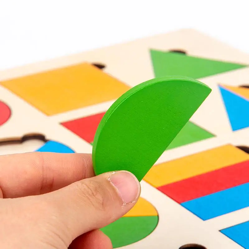Wooden Montessori Shape Matching Puzzle Board for Kids
