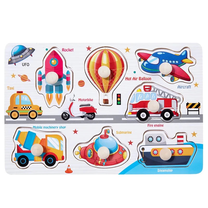 Montessori Wooden Puzzle Board for Toddlers (2–3 Years)