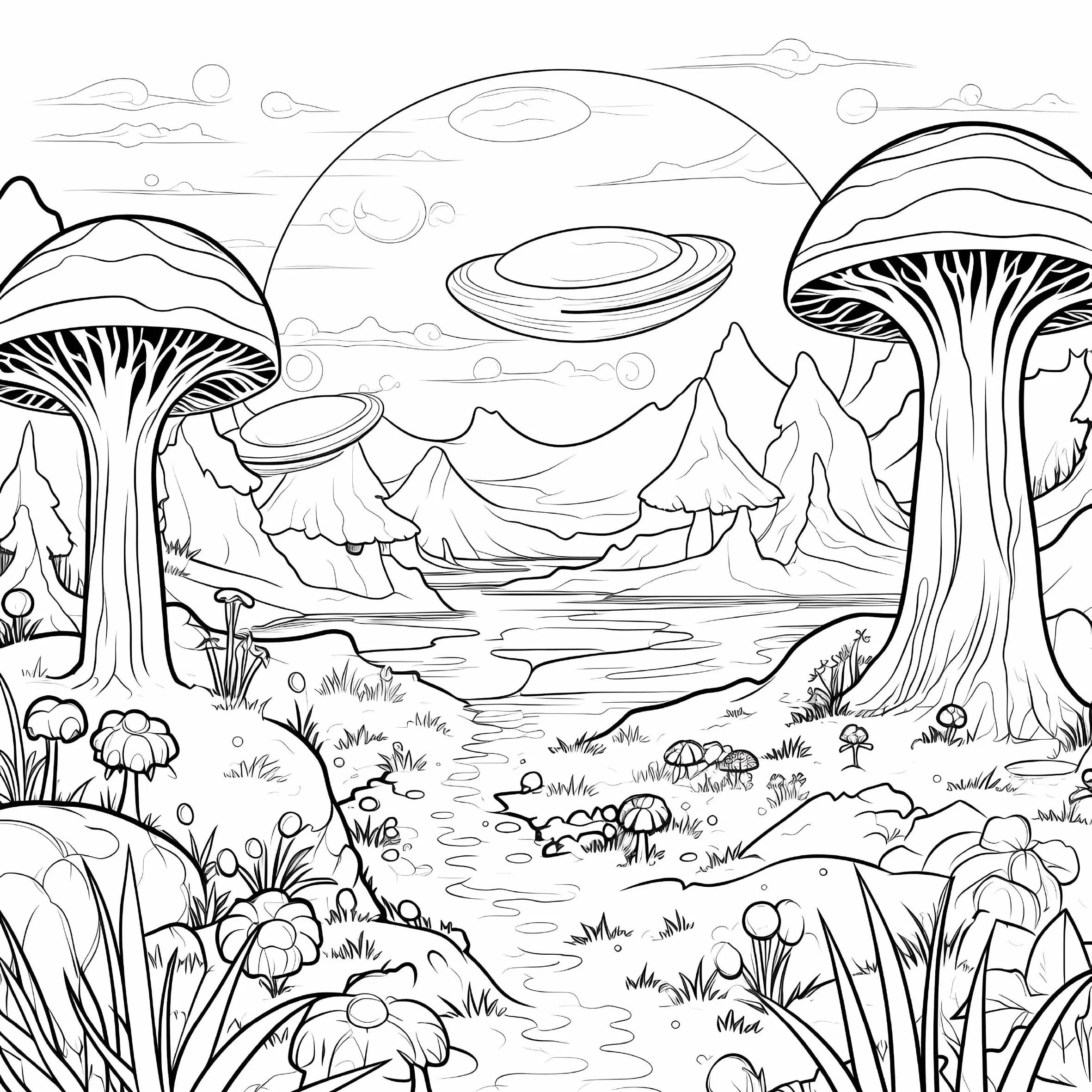 Premium Psychedelic Forest Coloring Book (20 Pages)