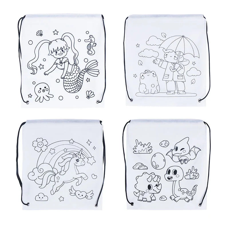 Premium Freely Graffiti Drawstring Bag Kids DIY Color Filling Drawing Toys Carto