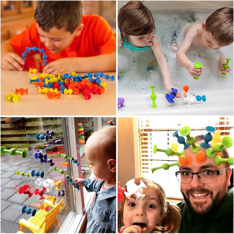 Premium Silicone Sucker Building Blocks Set - STEM Construction Toy, Ages 3+