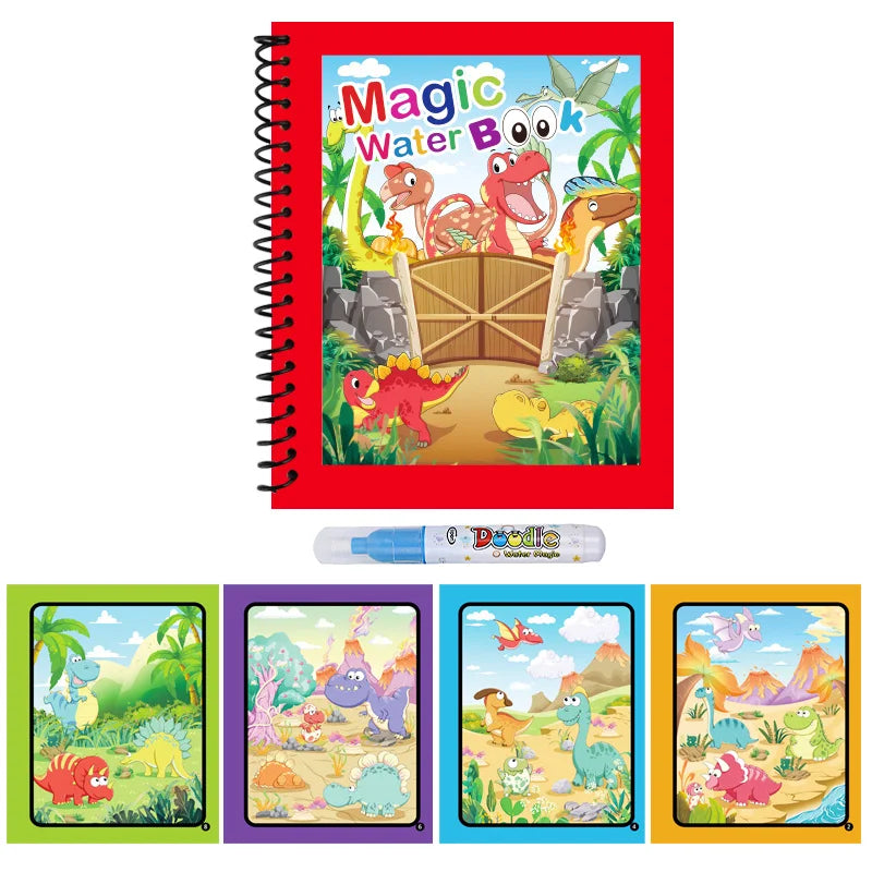 Premium Water Reveal Drawing Book for Kids - Sensory Coloring, Ocean & Dino