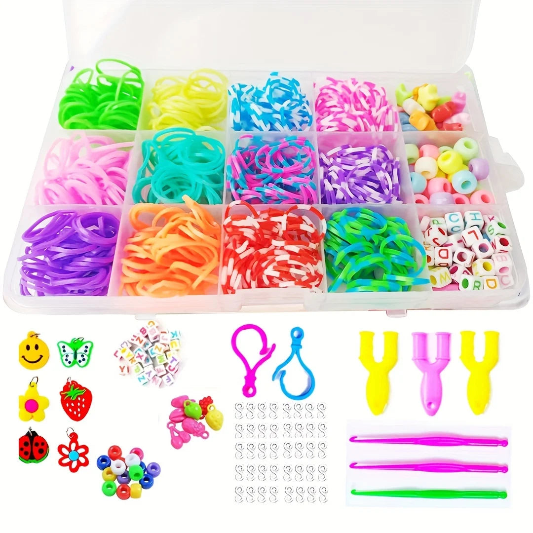 Premium Rainbow Loom Bands Bracelet Kit - DIY Weaving Craft Set, Ages 7+