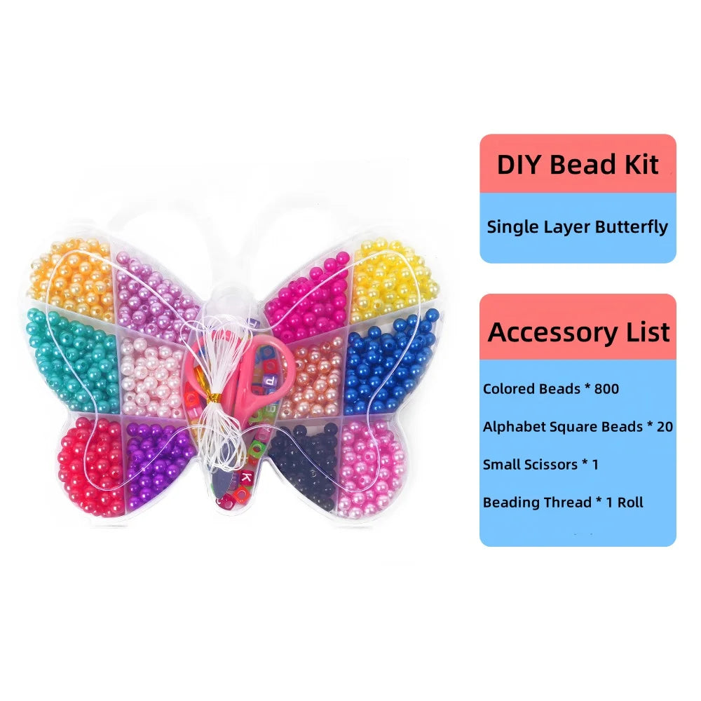 Premium Kids Beaded Bracelet Making Kit - 800 Beads Craft Set, Ages 6+