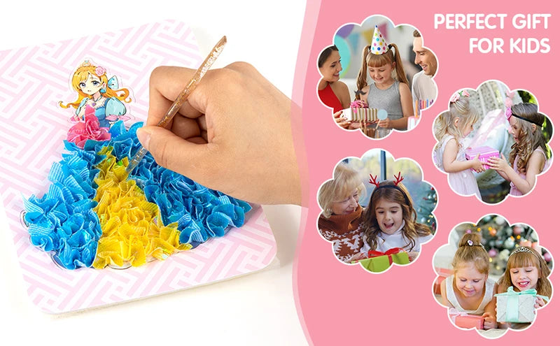Premium Princess Poke Art Puzzle Board Set - DIY Craft Kit with Pens, Ages 3+