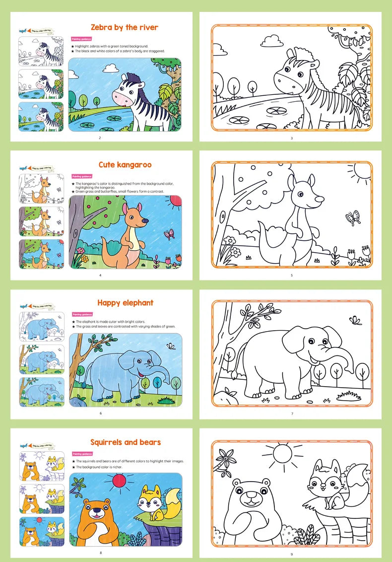 Cartoon Animal Coloring & Drawing Book for Kids