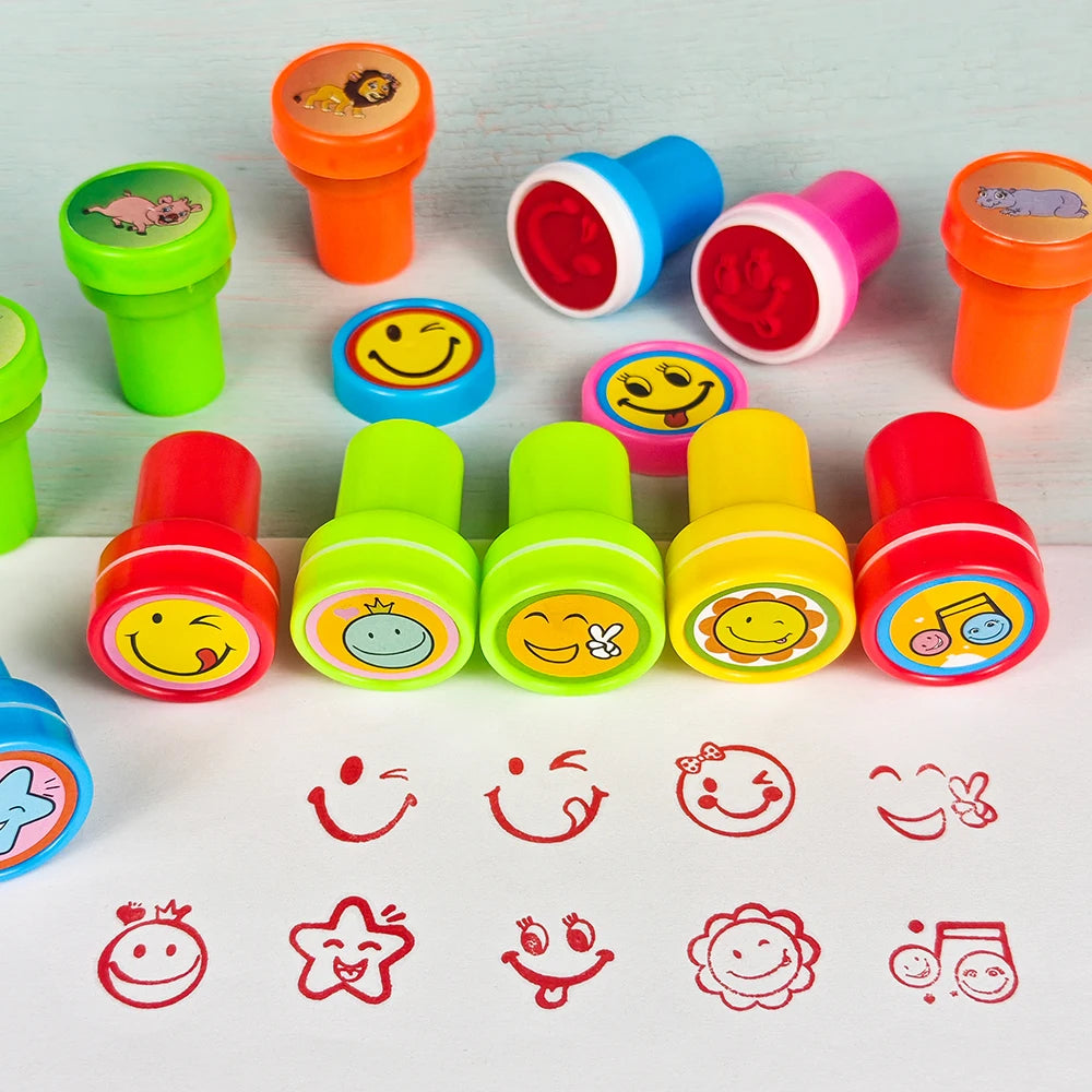 10Pcs Assorted Stamps for Kids Self-Ink Stamps with Princess Zoo Animal Dinosaur
