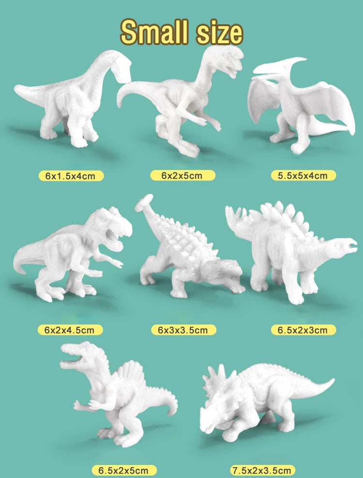 Premium 6/8Pcs DIY Painted Graffiti Dinosaur White Embryo Animals Model Children