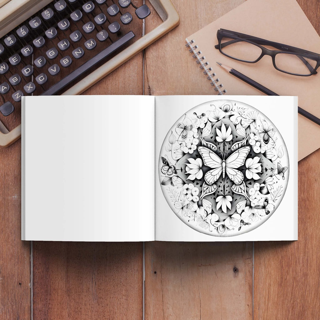 Premium Flowers & Butterflies Coloring Book for Adults - Relaxing Nature Scenes