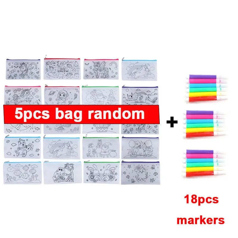 Premium DIY Graffiti Coloring Bag Set - Kids Art Craft, Ages 3+ (Creative Play)