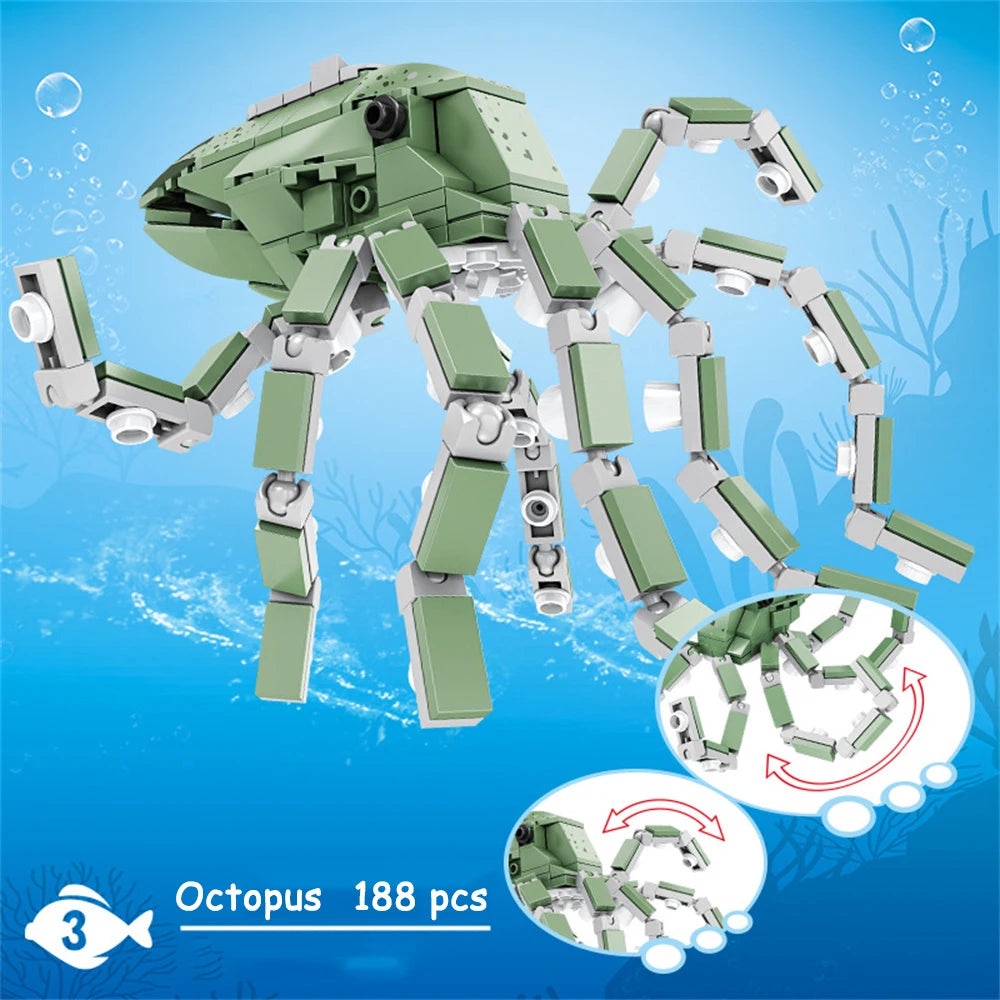 Premium KNEW BUILT Clownfish Whale Seahorse Shark Oceanic Micro Mini Building Bl