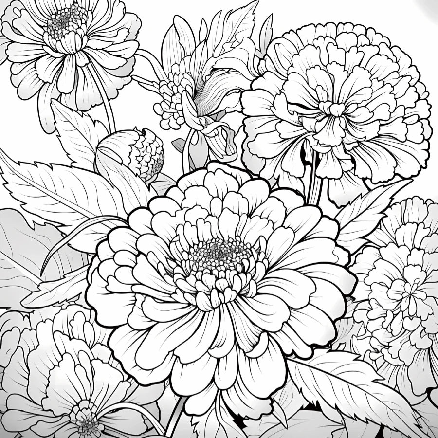 Premium Relaxing Flower Coloring Book for Adults (20 Pages)