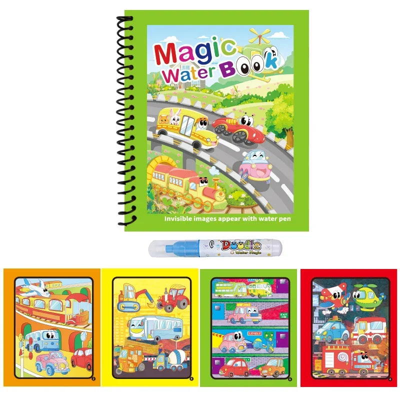 Premium Water Reveal Drawing Book for Kids - Sensory Coloring, Ocean & Dino