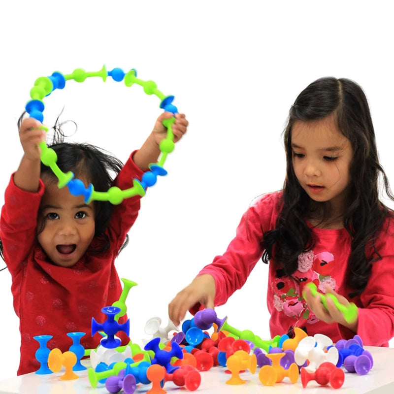 Premium Silicone Sucker Building Blocks Set - STEM Construction Toy, Ages 3+