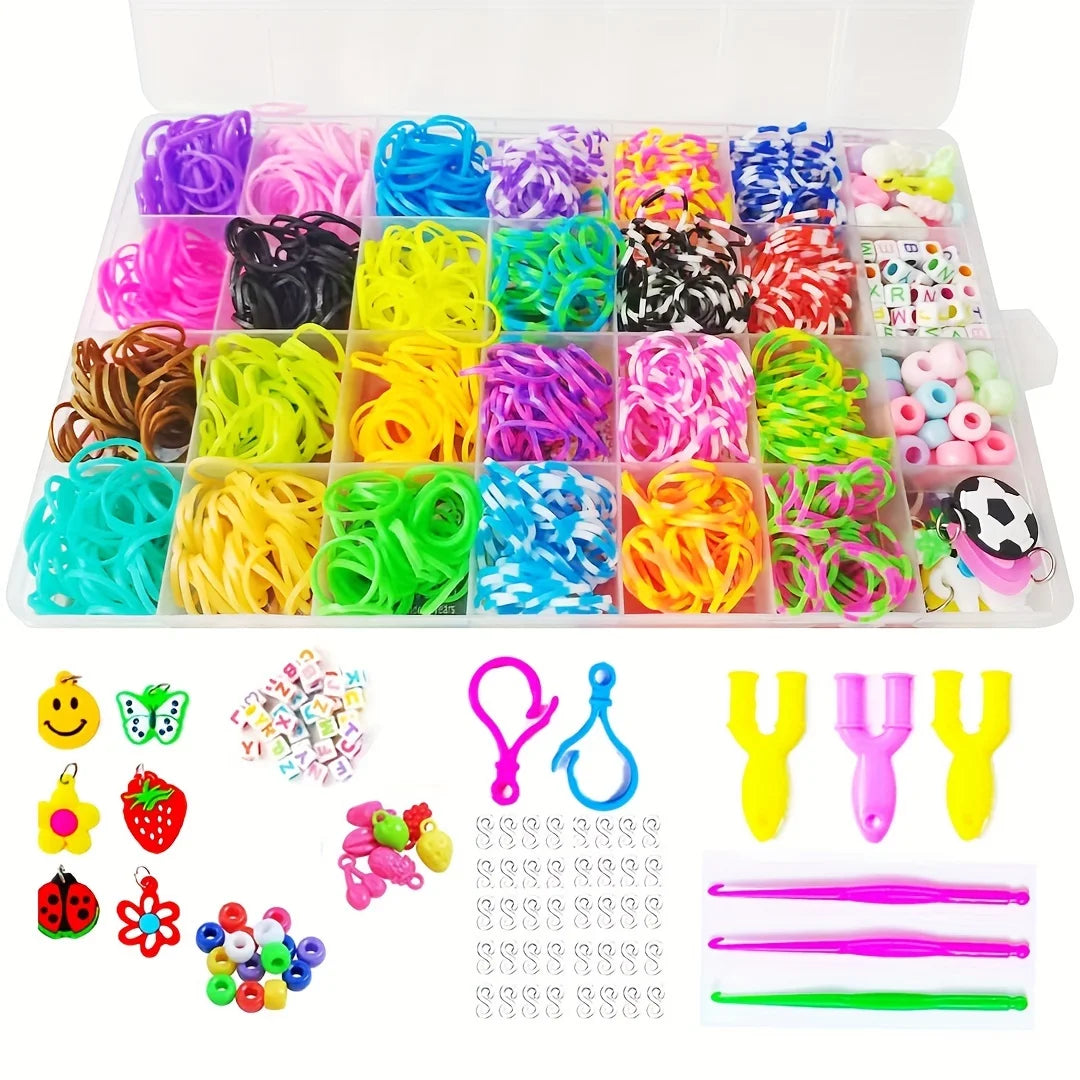 Premium Rainbow Loom Bands Bracelet Kit - DIY Weaving Craft Set, Ages 7+