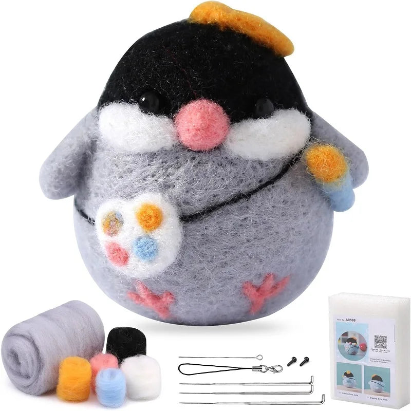 Animal Wool Felting Starter Kit with Tools & Foam Mat