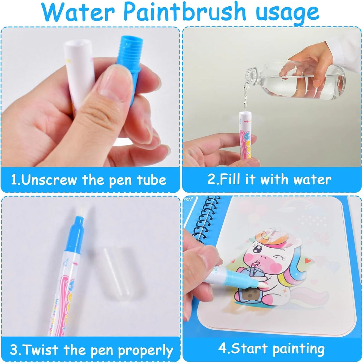 Premium Water Reveal Drawing Book for Kids - Sensory Coloring, Ocean & Dino