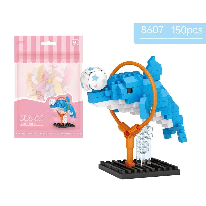 Premium Cute Animal Building Blocks DIY Cartoon Puppy Pet Cat Assembling Bricks