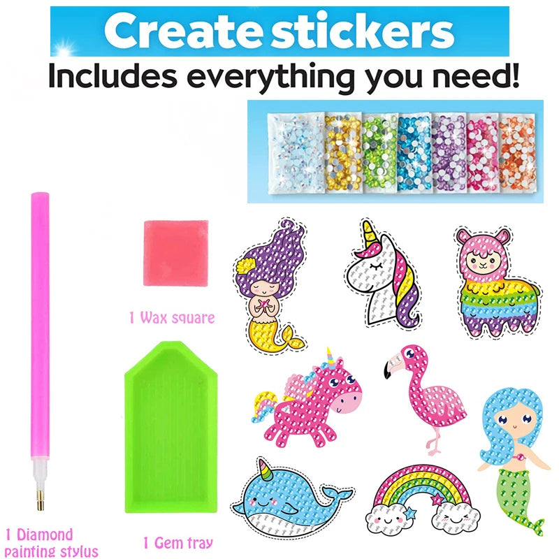 Premium 12 Create Big Gem Diamond Painting Sticker Kit Art Craft Girls Boys Unic